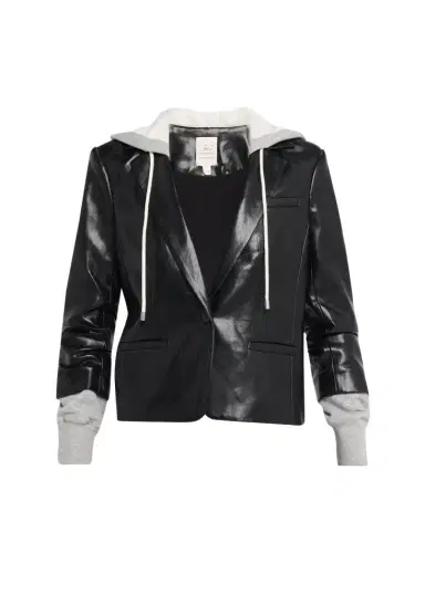 Cinq à Sept Hooded Vegan Leather Jacket | Thumbnail 1