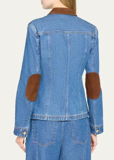 Cinq à Sept Katniss Suede Collar Denim Jacket | Thumbnail 3