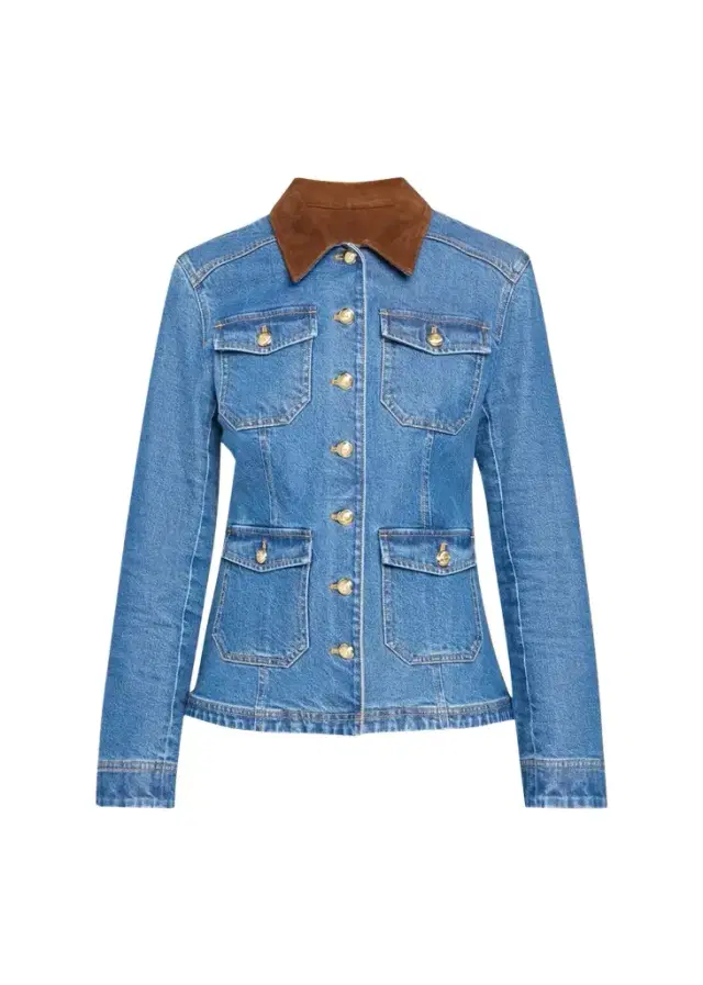 Cinq à Sept Katniss Suede Collar Denim Jacket