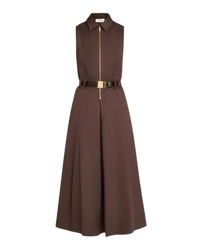 L'Agence Kolton Sleeveless Belted Midi Dress