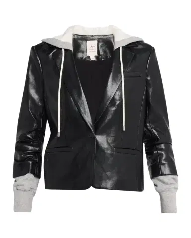 Cinq à Sept Hooded Vegan Leather Jacket | Thumbnail 1