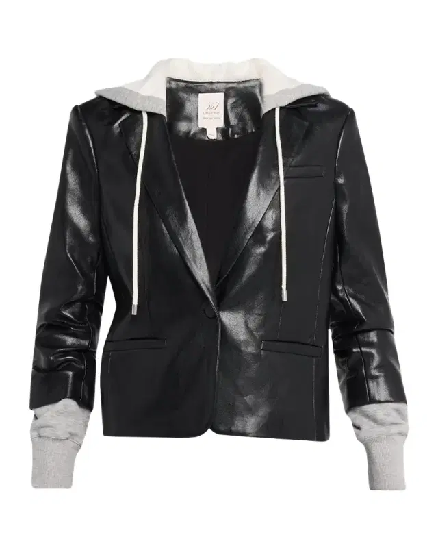 Cinq à Sept Hooded Vegan Leather Jacket