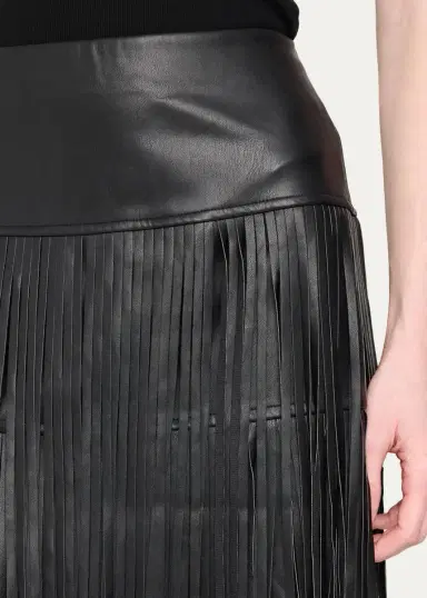 L'Agence Karoline Faux-Leather Fringe Maxi Skirt | Thumbnail 5