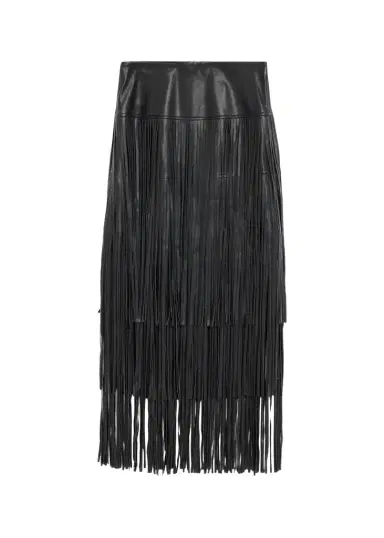 L'Agence Karoline Faux-Leather Fringe Maxi Skirt | Thumbnail 1