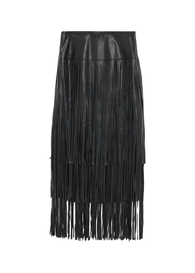 L'Agence Karoline Faux-Leather Fringe Maxi Skirt