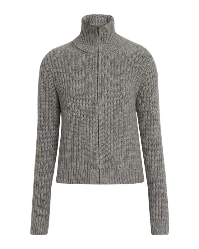 Nili Lotan Arlen Funnel-Neck Wool-Blend Knit Cardigan