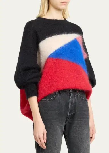 Isabel Marant Leoncia Colorblock Mohair-Wool Oversized Sweater | Thumbnail 4