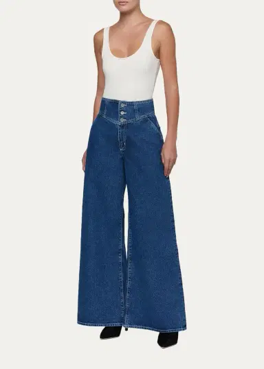 L'Agence Sonja Corseted Wide-Leg Jeans | Thumbnail 2