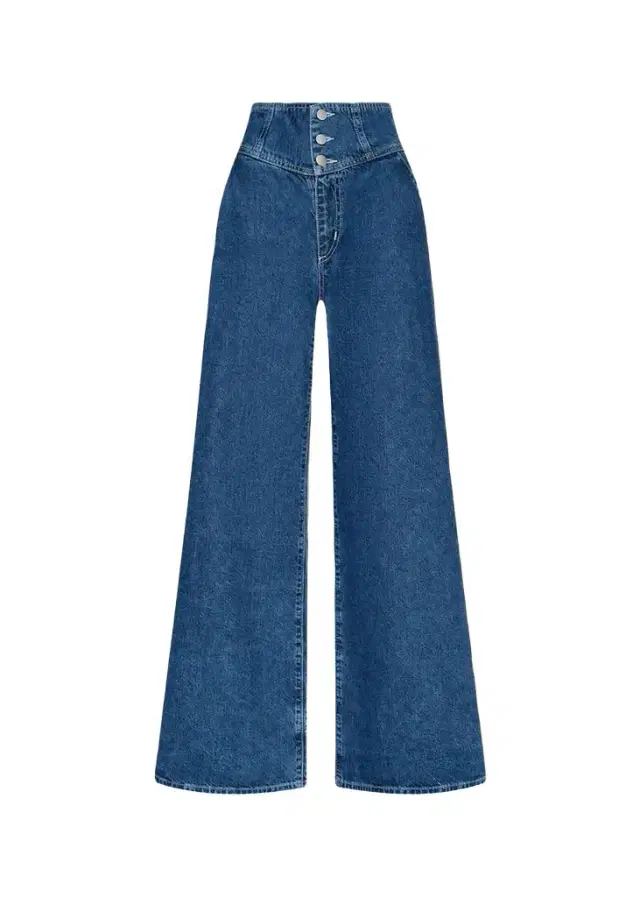 L'Agence Sonja Corseted Wide-Leg Jeans