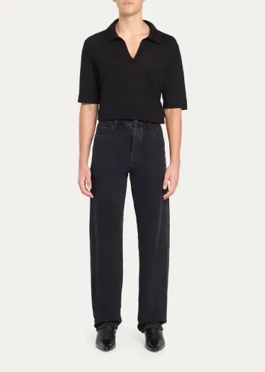 Saint Laurent Men's Relaxed Straight-Leg Black Denim Jeans | Thumbnail 2 Saint Laurent Men's Relaxed Straight-Leg Black Denim Jeans | Thumbnail 2