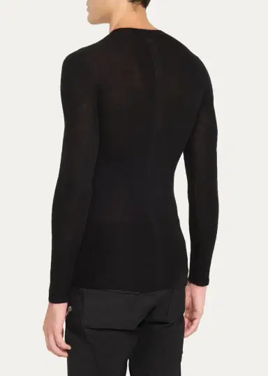 Rick Owens Men's Wool Rib Crewneck Sweater | Thumbnail 3