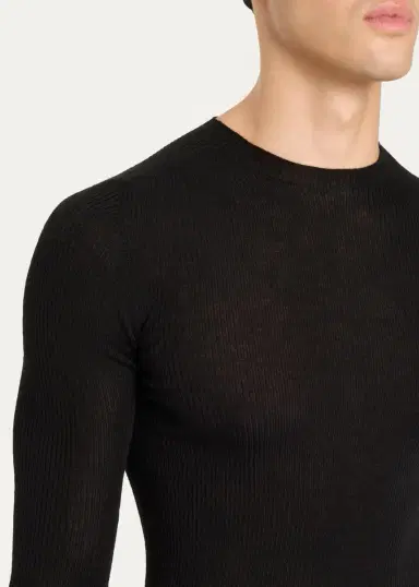 Rick Owens Men's Wool Rib Crewneck Sweater | Thumbnail 5