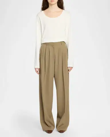 The Row Daniela Pleated Wool Wide-Leg Pants | Thumbnail 2