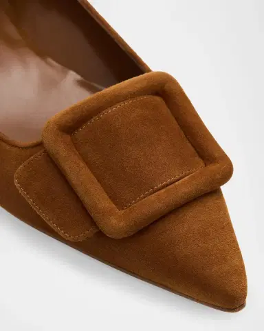 Manolo Blahnik Maysale Suede Buckle Ballerina Flats | Thumbnail 3 Manolo Blahnik Maysale Suede Buckle Ballerina Flats | Thumbnail 3