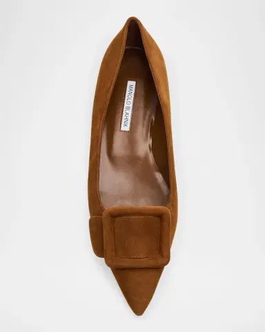 Manolo Blahnik Maysale Suede Buckle Ballerina Flats | Thumbnail 4 Manolo Blahnik Maysale Suede Buckle Ballerina Flats | Thumbnail 4