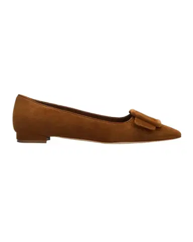 Manolo Blahnik Maysale Suede Buckle Ballerina Flats | Thumbnail 1 Manolo Blahnik Maysale Suede Buckle Ballerina Flats | Thumbnail 1