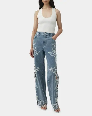 Simkhai Porter Embroidered Wide-Leg Jeans | Thumbnail 2