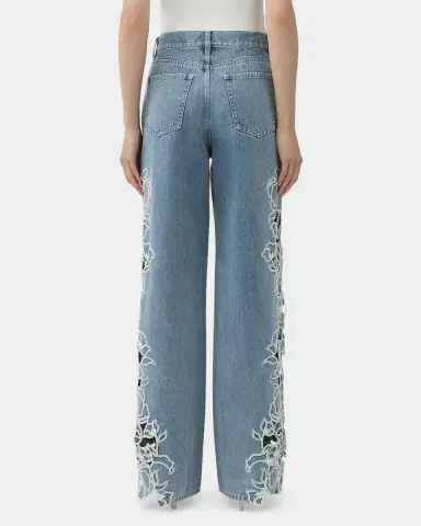 Simkhai Porter Embroidered Wide-Leg Jeans | Thumbnail 3