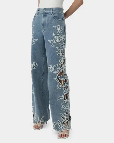 Simkhai Porter Embroidered Wide-Leg Jeans | Thumbnail 4