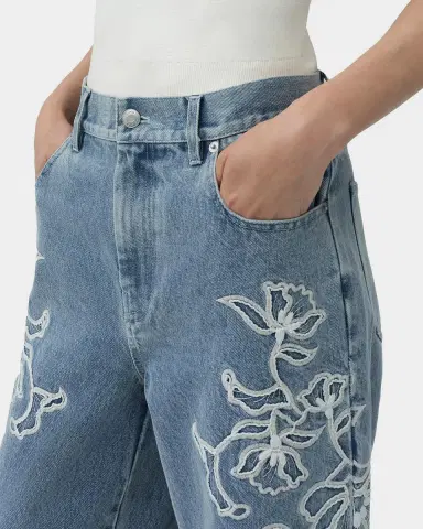 Simkhai Porter Embroidered Wide-Leg Jeans | Thumbnail 5