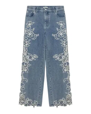 Simkhai Porter Embroidered Wide-Leg Jeans | Thumbnail 1