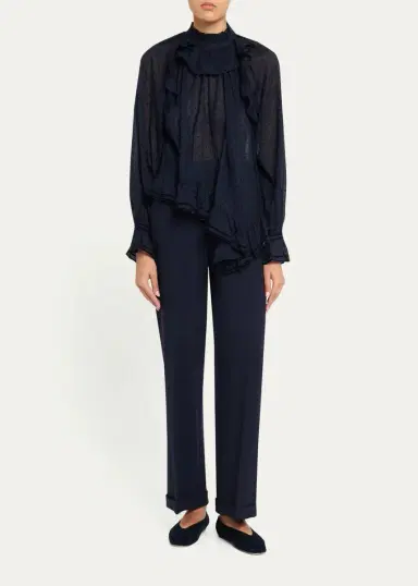Ulla Johnson Marcella Long-Sleeve Asymmetric Cotton Blouse | Thumbnail 2