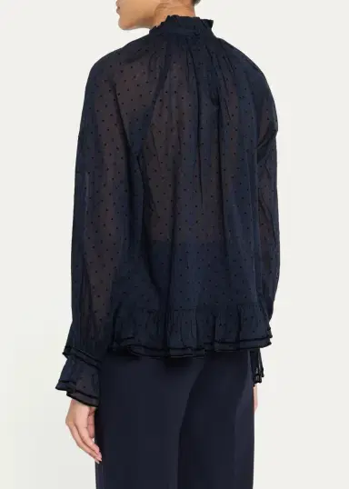 Ulla Johnson Marcella Long-Sleeve Asymmetric Cotton Blouse | Thumbnail 3