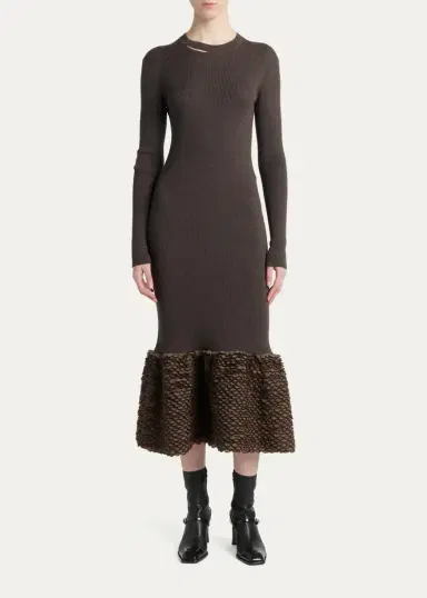 McQueen Rib-Knit Wool Midi Dress | Thumbnail 2 McQueen Rib-Knit Wool Midi Dress | Thumbnail 2