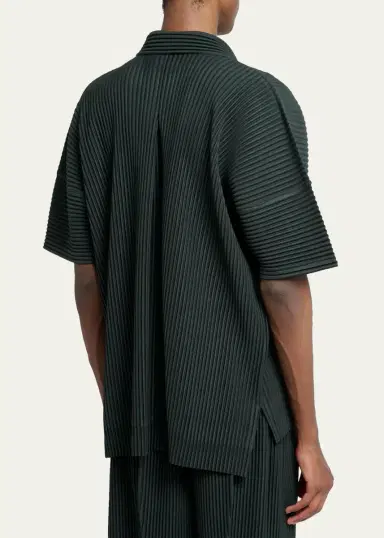 Homme Plissé Issey Miyake Men's Pleated Short-Sleeve Shirt | Thumbnail 3