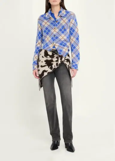 Guest In Residence Grizzly Cowhide Wild Rag Cashmere Scarf | Thumbnail 2