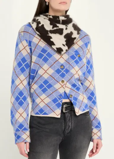 Guest In Residence Grizzly Cowhide Wild Rag Cashmere Scarf | Thumbnail 3