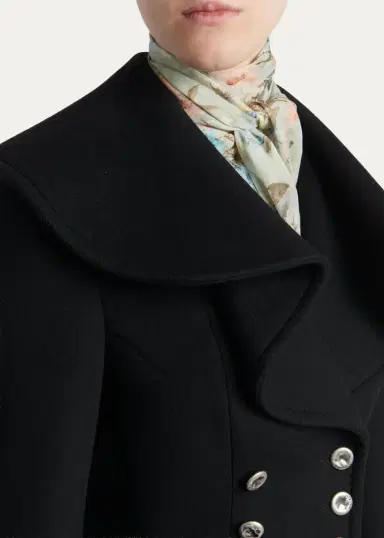McQueen Ruffle Wool Fitted Double-Breasted Coat | Thumbnail 5