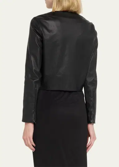 SUSAN BENDER Stretch Leather Long-Sleeve Cardigan Jacket | Thumbnail 3 SUSAN BENDER Stretch Leather Long-Sleeve Cardigan Jacket | Thumbnail 3