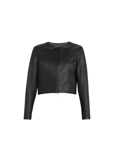 SUSAN BENDER Stretch Leather Long-Sleeve Cardigan Jacket | Thumbnail 1 SUSAN BENDER Stretch Leather Long-Sleeve Cardigan Jacket | Thumbnail 1