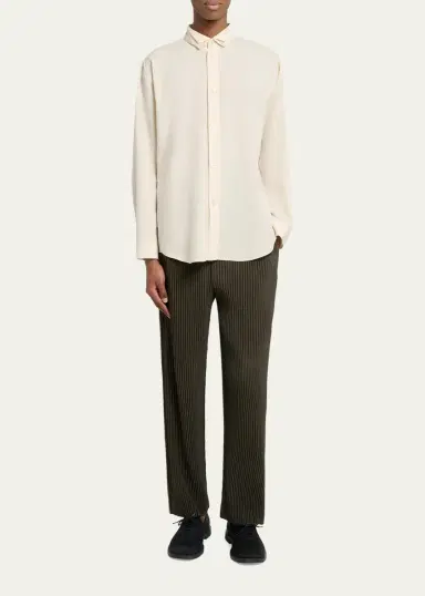 Homme Plissé Issey Miyake Men's Pleated-Collar Dress Shirt | Thumbnail 2