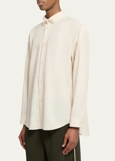 Homme Plissé Issey Miyake Men's Pleated-Collar Dress Shirt | Thumbnail 4