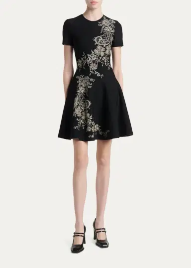 McQueen Volume Asymmetric Jacquard Mini Dress | Thumbnail 2