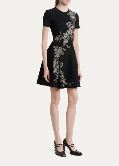 McQueen Volume Asymmetric Jacquard Mini Dress | Thumbnail 4