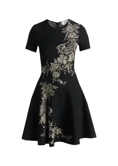 McQueen Volume Asymmetric Jacquard Mini Dress | Thumbnail 1