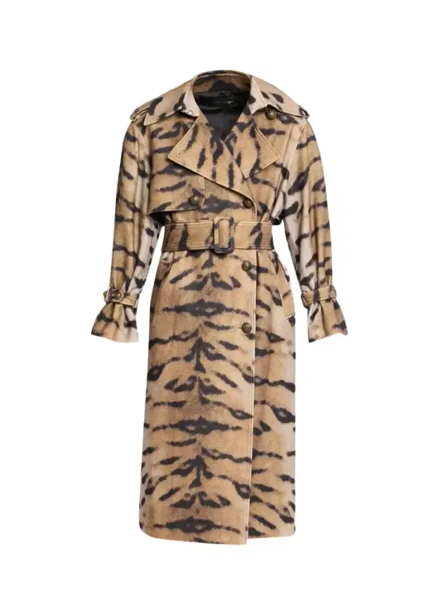 Kobi Halperin Nicole Tiger-Print Wool Trench Coat