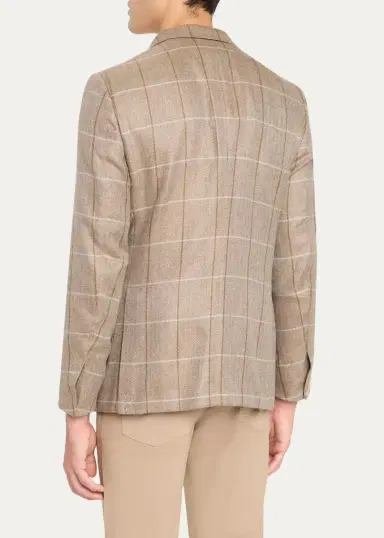 Zegna Men's Cashmere Grid Check Sport Coat | Thumbnail 3