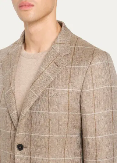 Zegna Men's Cashmere Grid Check Sport Coat | Thumbnail 5
