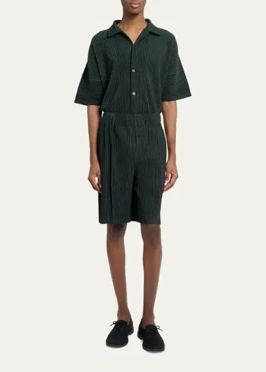 Homme Plissé Issey Miyake Men's Lace Grid Pleated Shorts | Thumbnail 2