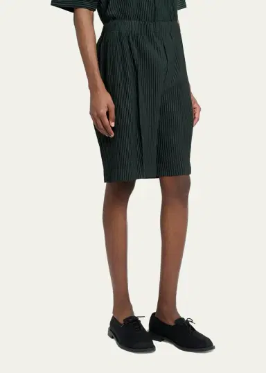 Homme Plissé Issey Miyake Men's Lace Grid Pleated Shorts | Thumbnail 4