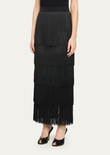 L'Agence Karolyn Fringe Midi Skirt | Thumbnail 4