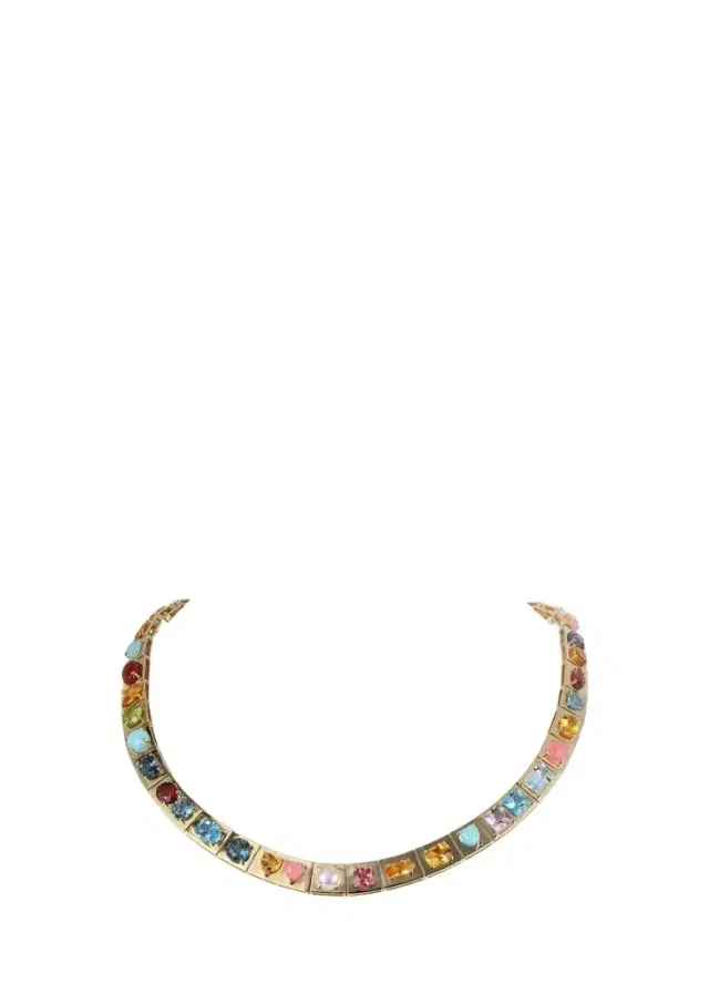 Type Jewelry 14K Yellow Gold LEGGO XL Multi Stones Necklace, 16"L