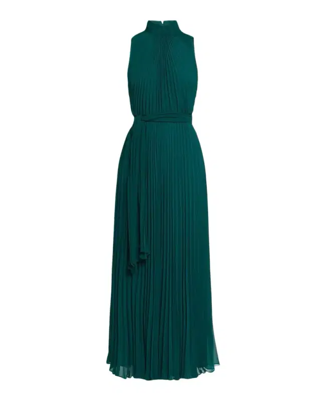 Aidan Mattox Wide-Leg Pleated Georgette Jumpsuit