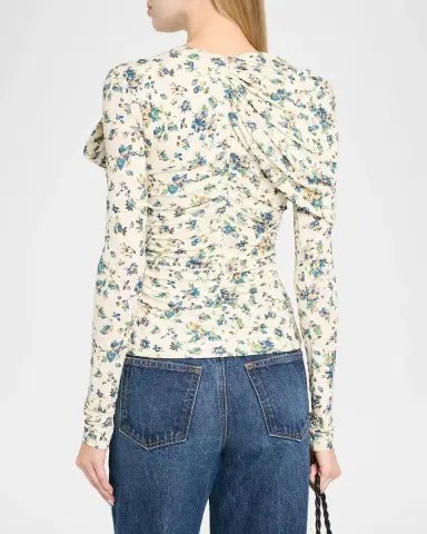 Ulla Johnson Neema Printed Draped Jersey Top | Thumbnail 3 Ulla Johnson Neema Printed Draped Jersey Top | Thumbnail 3