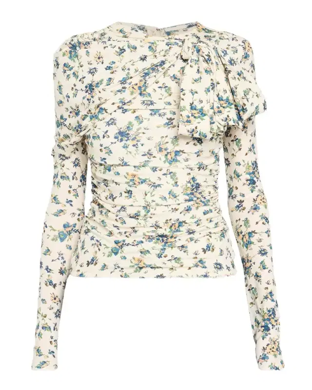 Ulla Johnson Neema Printed Draped Jersey Top