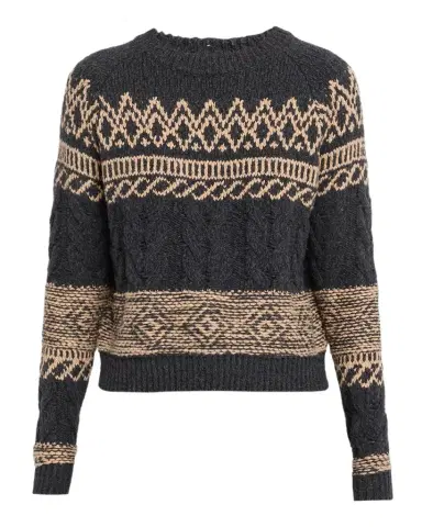 Autumn Cashmere Cable-Knit Fair Isle Cotton Sweater | Thumbnail 1